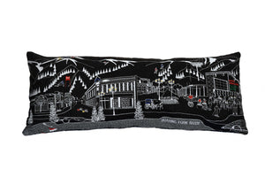 HomeRoots 35" Black Aspen Skyline Lumbar Pillow - Artisan Embroidered Decor for Home, Cabin & Gift Giving 482534