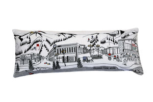 HomeRoots 35" White Aspen Skyline Lumbar Pillow - Chic Home Accent with Embroidered Design & Plush Comfort 482535