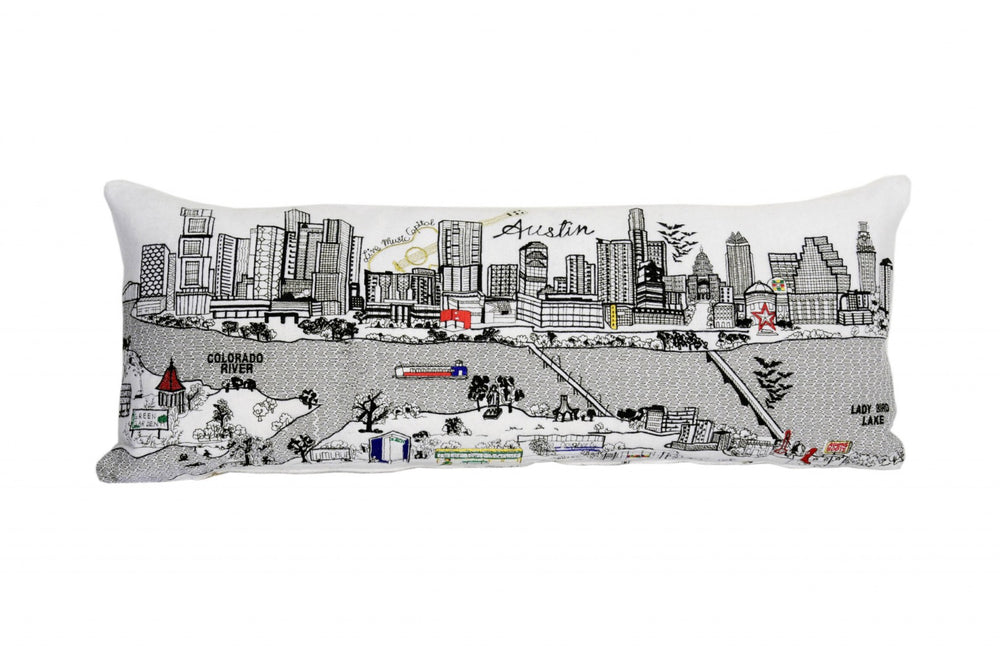 HomeRoots 35" Whimsical Austin Daylight Skyline Lumbar Pillow – Elegant Home Accent & Comfort Support Decor 482537
