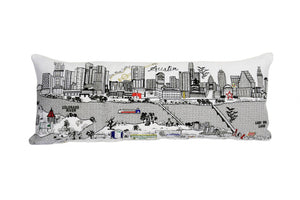 HomeRoots 35" Whimsical Austin Daylight Skyline Lumbar Pillow – Elegant Home Accent & Comfort Support Decor 482537