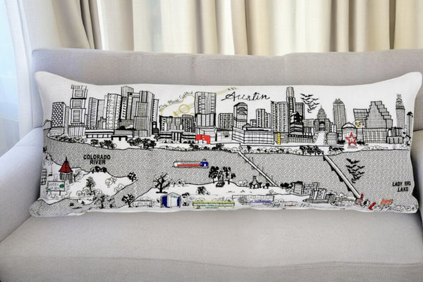 HomeRoots 35" Whimsical Austin Daylight Skyline Lumbar Pillow – Elegant Home Accent & Comfort Support Decor 482537