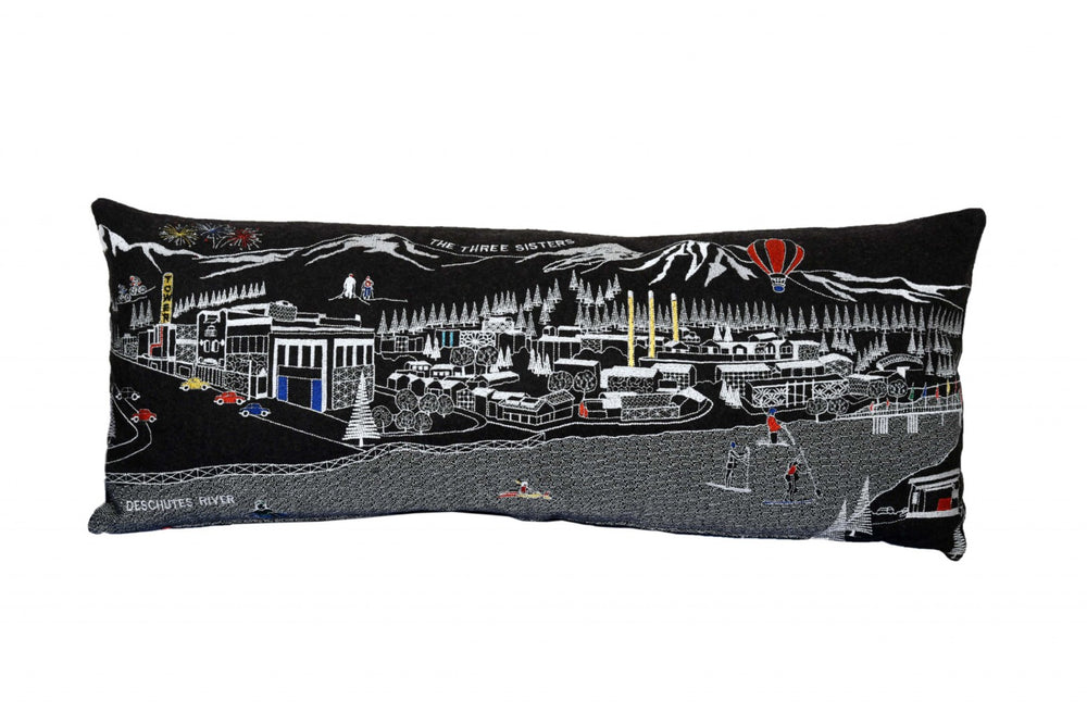 HomeRoots 35" Black Bend Nighttime Skyline Lumbar Pillow - Stylish Supportive Accent for Home Decor Lovers 482539