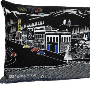HomeRoots 35" Black Bend Nighttime Skyline Lumbar Pillow - Stylish Supportive Accent for Home Decor Lovers 482539
