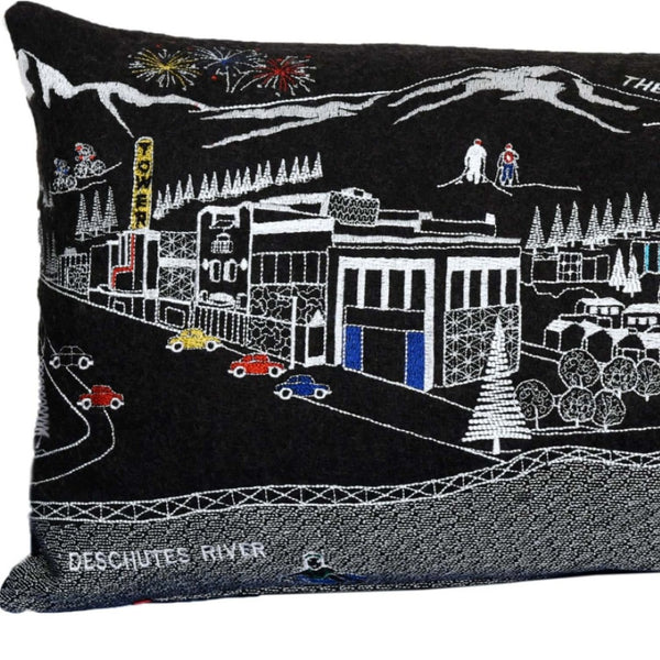 HomeRoots 35" Black Bend Nighttime Skyline Lumbar Pillow - Stylish Supportive Accent for Home Decor Lovers 482539