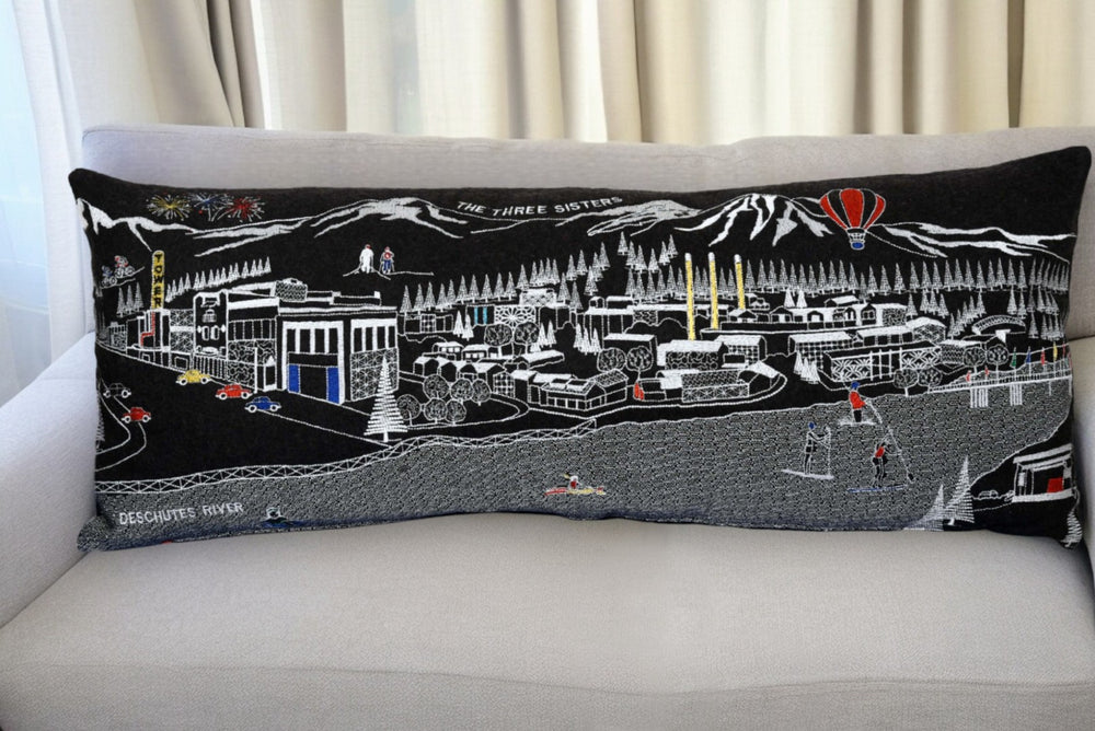 HomeRoots 35" Black Bend Nighttime Skyline Lumbar Pillow - Stylish Supportive Accent for Home Decor Lovers 482539