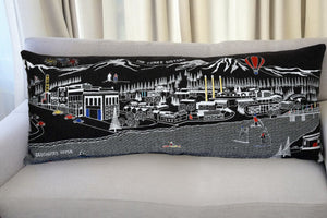 HomeRoots 35" Black Bend Nighttime Skyline Lumbar Pillow - Stylish Supportive Accent for Home Decor Lovers 482539