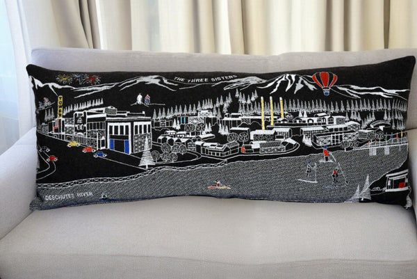 HomeRoots 35" Black Bend Nighttime Skyline Lumbar Pillow - Stylish Supportive Accent for Home Decor Lovers 482539