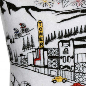 HomeRoots 35" White Bend Daylight Skyline Lumbar Pillow - Elegant Embroidered Design for Home Decor & Comfort 482540