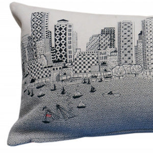 Homeroots 35" White Boston Daylight Skyline Lumbar Decorative Pillow   482542