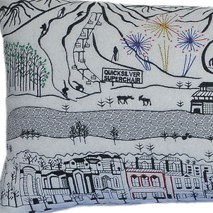 HomeRoots 35" White Breckenridge Skyline Lumbar Pillow - Luxurious Embroidered Accent for Stylish Comfort 482544