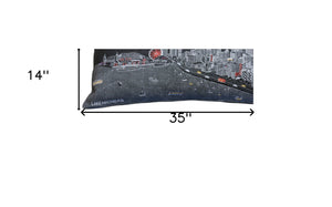 Homeroots 14" X 35" Black Gray And White Hometown Pride Wool Lumbar Throw Pillow   482547