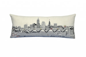 HomeRoots 35" Cleveland Daylight Skyline Lumbar Pillow - Handcrafted Decorative Accent for Home Elegance 482550