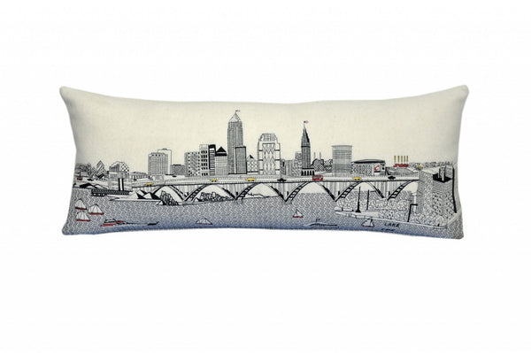 HomeRoots 35" Cleveland Daylight Skyline Lumbar Pillow - Handcrafted Decorative Accent for Home Elegance 482550