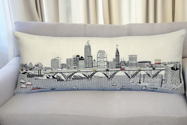 HomeRoots 35" Cleveland Daylight Skyline Lumbar Pillow - Handcrafted Decorative Accent for Home Elegance 482550