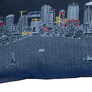 HomeRoots 35" Black Dallas Nighttime Skyline Lumbar Pillow - Elegant Cityscape Accent for Modern Home Decor 482551