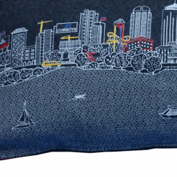 HomeRoots 35" Black Dallas Nighttime Skyline Lumbar Pillow - Elegant Cityscape Accent for Modern Home Decor 482551