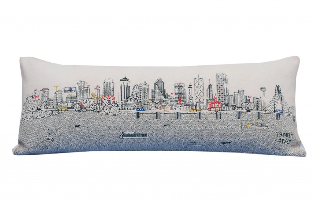 HomeRoots 35" Dallas Daylight Skyline Lumbar Pillow - Handcrafted Decorative Accent for Home & Gifts! 482552