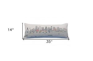 HomeRoots 35" Dallas Daylight Skyline Lumbar Pillow - Handcrafted Decorative Accent for Home & Gifts! 482552