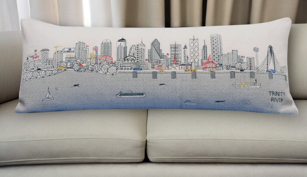 HomeRoots 35" Dallas Daylight Skyline Lumbar Pillow - Handcrafted Decorative Accent for Home & Gifts! 482552