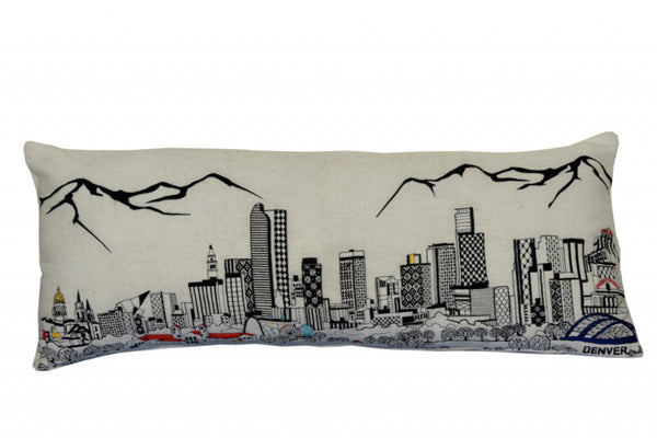 HomeRoots 35" Denver Daylight Skyline Lumbar Pillow - Chic Cityscape Design for Cozy Home Decor & Comfort 482554