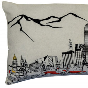 HomeRoots 35" Denver Daylight Skyline Lumbar Pillow - Chic Cityscape Design for Cozy Home Decor & Comfort 482554