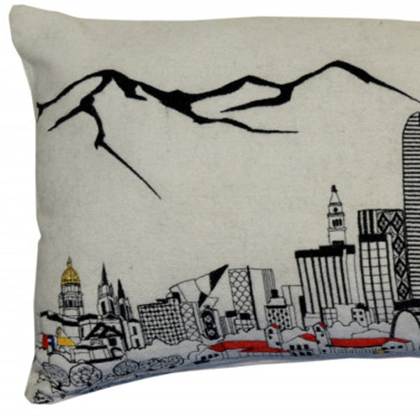 HomeRoots 35" Denver Daylight Skyline Lumbar Pillow - Chic Cityscape Design for Cozy Home Decor & Comfort 482554