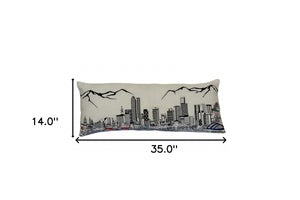 HomeRoots 35" Denver Daylight Skyline Lumbar Pillow - Chic Cityscape Design for Cozy Home Decor & Comfort 482554