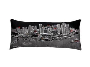 HomeRoots 14" Luxurious Black, Gray & White Wool Lumbar Pillow - Stylish Detroit Skyline Decor & Gift Idea! 482555