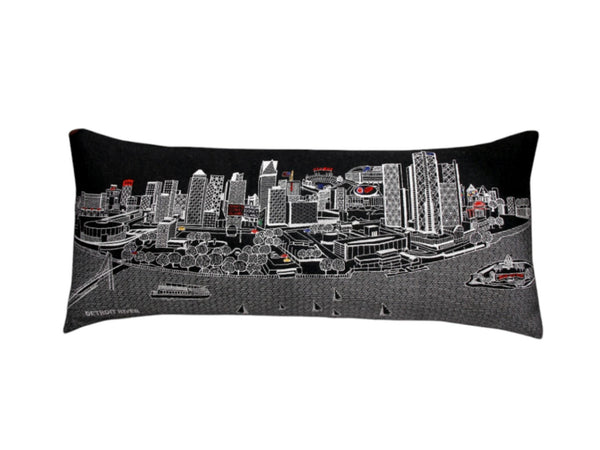 HomeRoots 14" Luxurious Black, Gray & White Wool Lumbar Pillow - Stylish Detroit Skyline Decor & Gift Idea! 482555