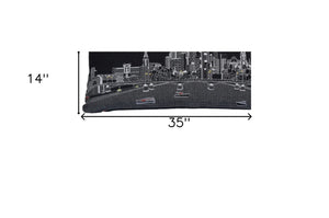 Homeroots 14" X 35" Black Gray And White Hometown Pride Wool Lumbar Throw Pillow   482557