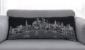 Homeroots 14" X 35" Black Gray And White Hometown Pride Wool Lumbar Throw Pillow   482557
