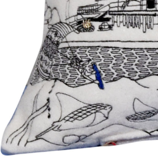 HomeRoots 14" Cozy Cream Wool Lumbar Throw Pillow with Hometown Skyline - Perfect for Home Accents & Gifts! 482562