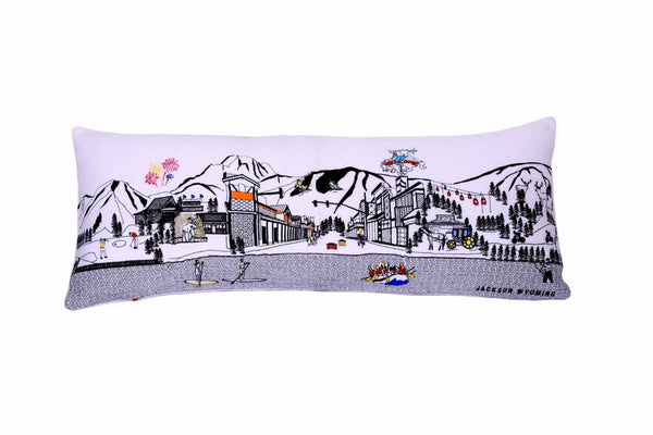 HomeRoots 35" Jackson Hole Skyline Lumbar Pillow - Handcrafted Wool/Nylon Blend with Unique Color Accents 482566
