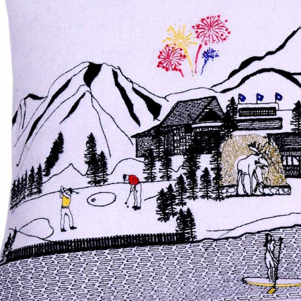 HomeRoots 35" Jackson Hole Skyline Lumbar Pillow - Handcrafted Wool/Nylon Blend with Unique Color Accents 482566