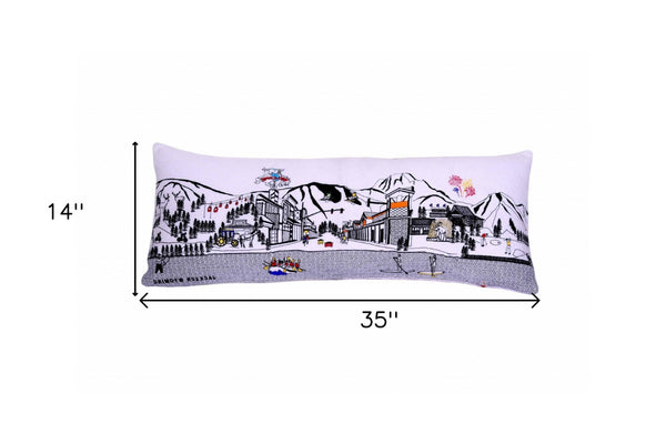 HomeRoots 35" Jackson Hole Skyline Lumbar Pillow - Handcrafted Wool/Nylon Blend with Unique Color Accents 482566