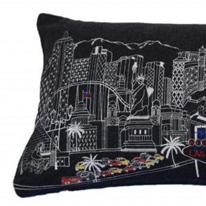 Homeroots 14" Hometown Pride Wool Lumbar Throw Pillow In Black, Gray & White - Stylish Accent For Any Room!   482569