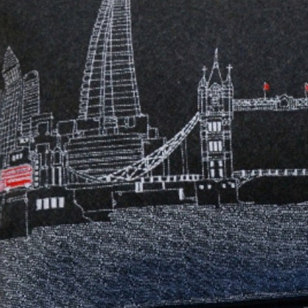 HomeRoots 14" Urban Charm Wool Lumbar Pillow - Black, Gray & White Cityscape Design for Cozy Comfort & Style 482573