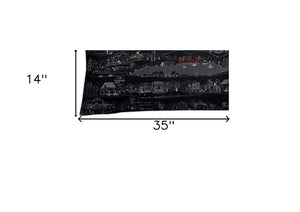 HomeRoots 14" Striking Wool Lumbar Throw Pillow - Stylish Los Gatos Cityscape in Black, Gray & White Design 482575