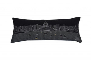 Homeroots 35" Black Madison Nighttime Skyline Lumbar Decorative Pillow   482579