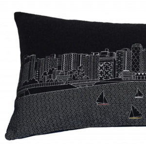 Homeroots 35" Black Madison Nighttime Skyline Lumbar Decorative Pillow   482579