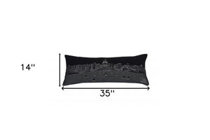 Homeroots 35" Black Madison Nighttime Skyline Lumbar Decorative Pillow   482579