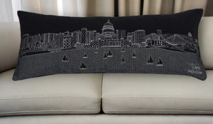 Homeroots 35" Black Madison Nighttime Skyline Lumbar Decorative Pillow   482579