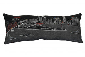 HomeRoots 35" Black Memphis Skyline Lumbar Pillow - Stylish Supportive Accent with Colorful City Landmarks 482581