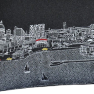 HomeRoots 14" Urban Cityscape Wool Lumbar Throw Pillow - Black, Gray & White Cozy Accent for Home Decor 482585