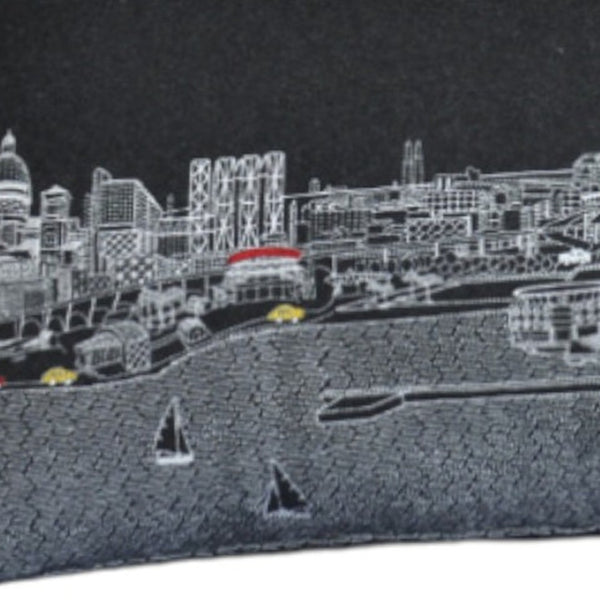 HomeRoots 14" Urban Cityscape Wool Lumbar Throw Pillow - Black, Gray & White Cozy Accent for Home Decor 482585