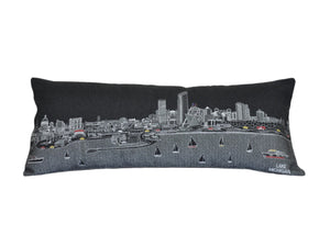HomeRoots 14" Urban Cityscape Wool Lumbar Throw Pillow - Black, Gray & White Cozy Accent for Home Decor 482585