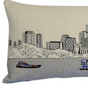 Homeroots 35" White Minneapolis Daylight Skyline Lumbar Decorative Pillow   482588