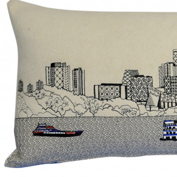 Homeroots 35" White Minneapolis Daylight Skyline Lumbar Decorative Pillow   482588