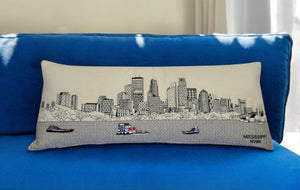 Homeroots 35" White Minneapolis Daylight Skyline Lumbar Decorative Pillow   482588