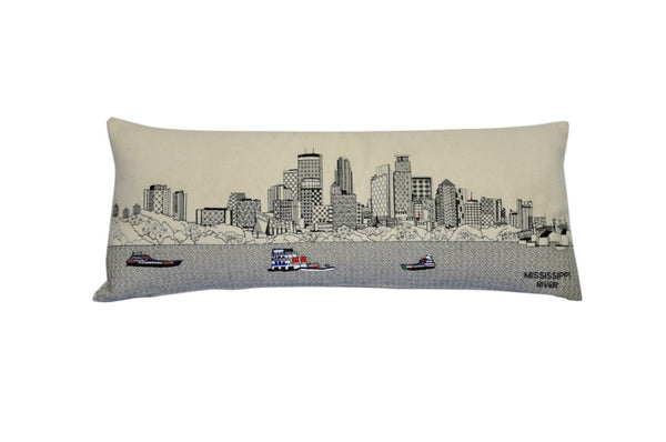 Homeroots 35" White Minneapolis Daylight Skyline Lumbar Decorative Pillow   482588